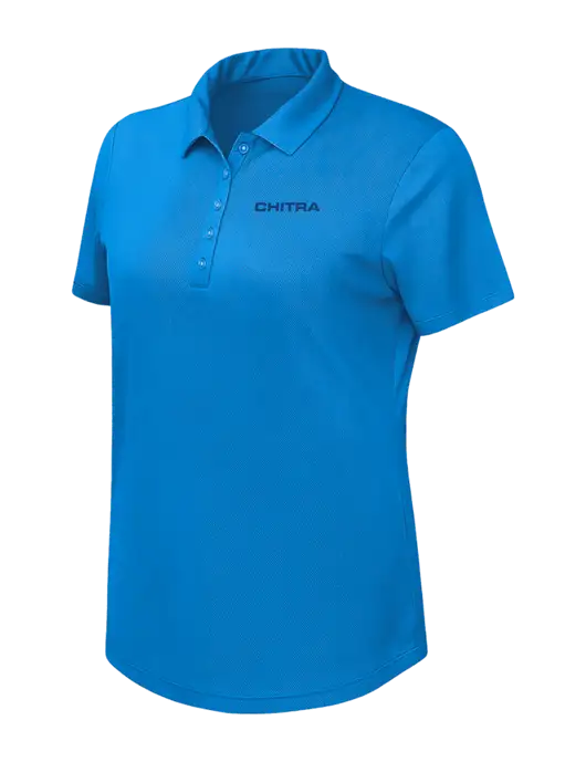 Callaway Womens Birdseye Dark Carolina Blue Polo w/Chitra Logo