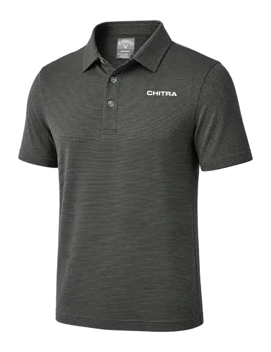 Callaway Black Fine Line Stripe Polo w/Chitra Logo