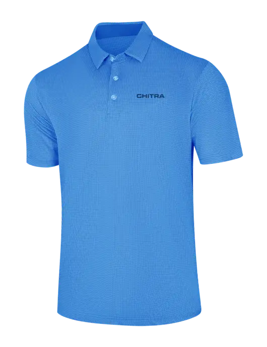 Callaway Carolina Blue Fashion Gingham Polo w/Chitra Logo