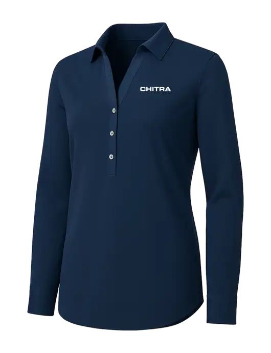 Womens Navy City Stretch Shirt w/Chitra Logo