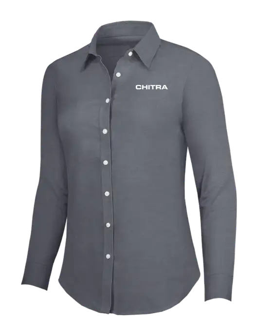 Dark Grey Womens SuperPro Oxford Shirt w/Chitra Logo