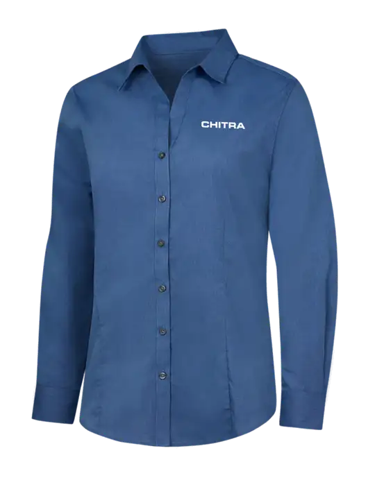 Light Navy Womens Crosshatch Easy Care Shirt w/Chitra Logo