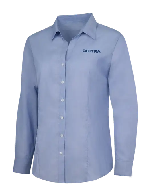 Light Slate Blue Womens Crosshatch Easy Care Shirt w/Chitra Logo
