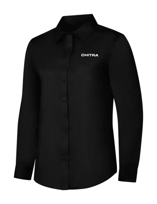 Womens Black Long Sleeve Superpro React Twill Shirt w/Chitra Logo