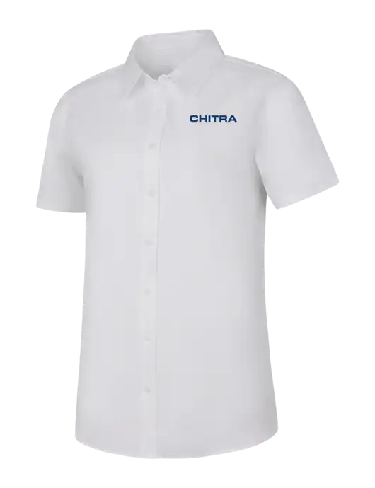 Womens White Short Sleeve Superpro React Twill Shirt w/Chitra Logo
