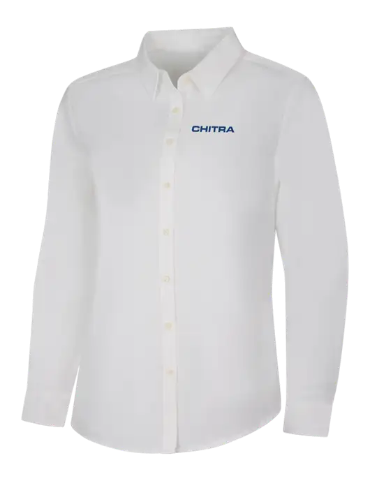 Womens White Long Sleeve Superpro React Twill Shirt w/Chitra Logo