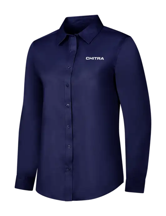 Navy Womens Long Sleeve Superpro React Twill Shirt w/Chitra Logo