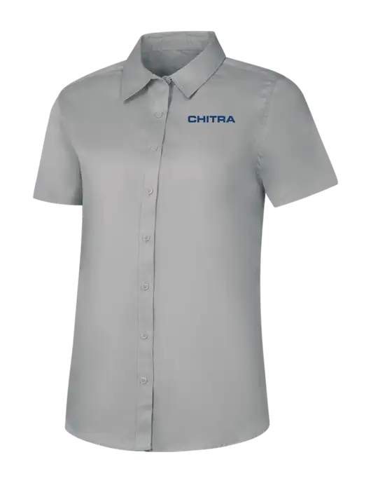 Womens Light Grey Short Sleeve Superpro React Twill Shirt w/Chitra Logo