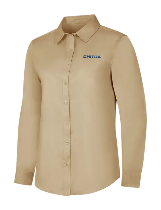 Dark Tan Womens Long Sleeve Superpro React Twill Shirt w/Chitra Logo