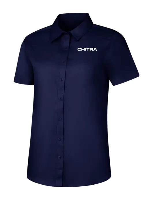 Womens Navy Short Sleeve Superpro React Twill Shirt w/Chitra Logo