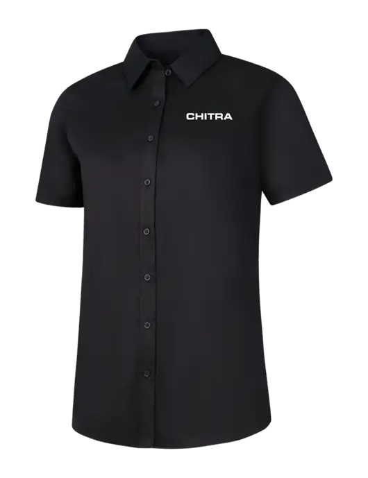 Womens Black Short Sleeve Superpro React Twill Shirt w/Chitra Logo