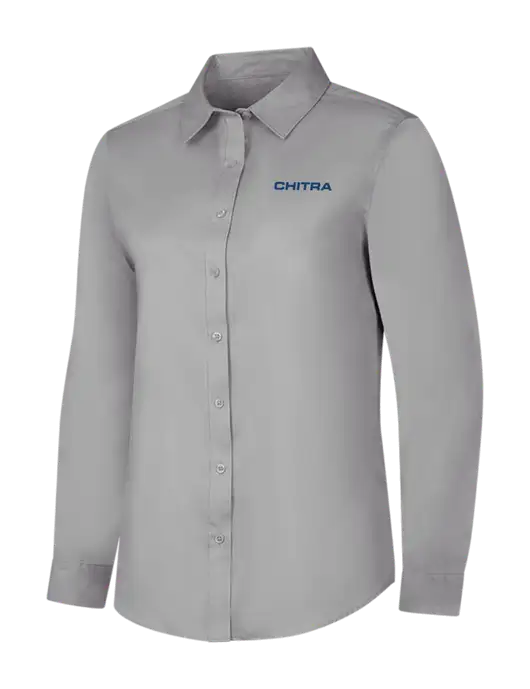 Light Grey Womens Long Sleeve Superpro React Twill Shirt w/Chitra Logo