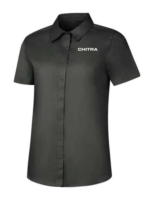 Womens Dark Grey Short Sleeve Superpro React Twill Shirt w/Chitra Logo