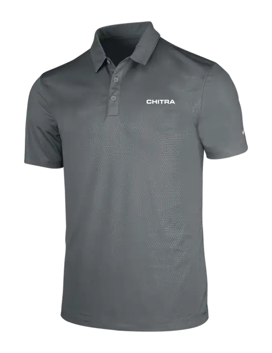 NIKE Medium Grey Dri-Fit Embossed Tri-Blade Polo w/Chitra Logo