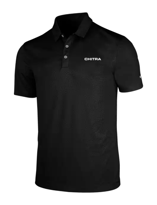 NIKE Black Dri-Fit Embossed Tri-Blade Polo w/Chitra Logo