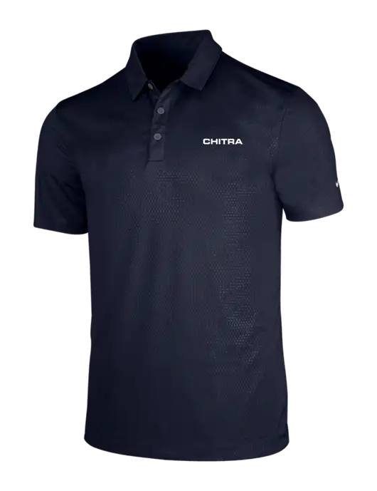 NIKE Dark Navy Dri-Fit Embossed Tri-Blade Polo w/Chitra Logo
