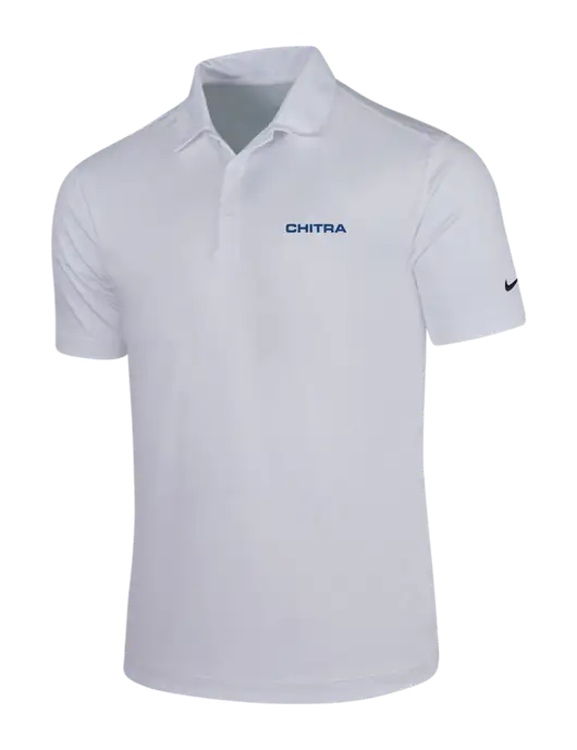 NIKE White Dri-Fit Vertical Mesh Polo w/Chitra Logo