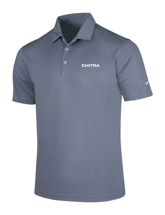 NIKE Medium Grey Dri-Fit Vertical Mesh Polo w/Chitra Logo