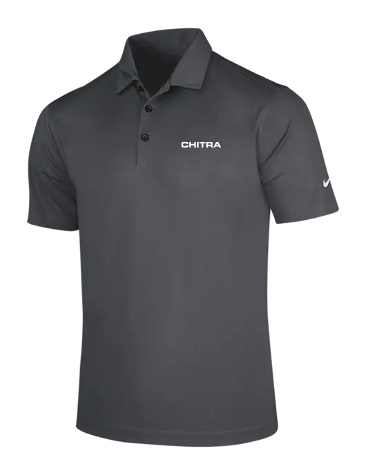 NIKE Dark Grey Dri-Fit Vertical Mesh Polo w/Chitra Logo