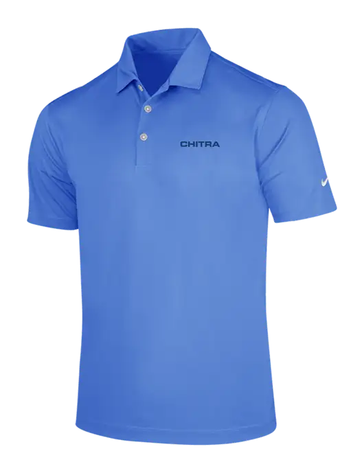 NIKE Light Royal Blue Dri-Fit Vertical Mesh Polo w/Chitra Logo