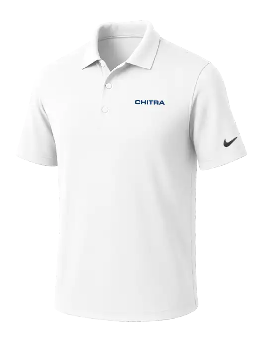 NIKE White Dri-Fit Micro Pique Polo w/Chitra Logo