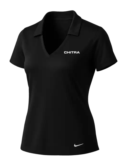 NIKE Black Womens Dri-Fit Vertical Mesh Polo w/Chitra Logo
