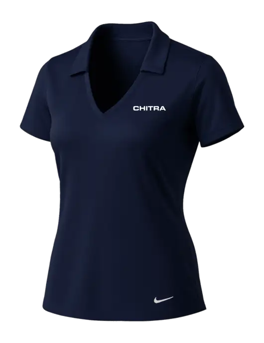 NIKE Dark Navy Womens Dri-Fit Vertical Mesh Polo w/Chitra Logo