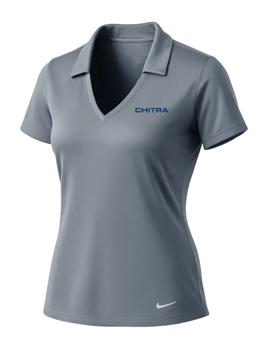 NIKE Medium Grey Womens Dri-Fit Vertical Mesh Polo w/Chitra Logo