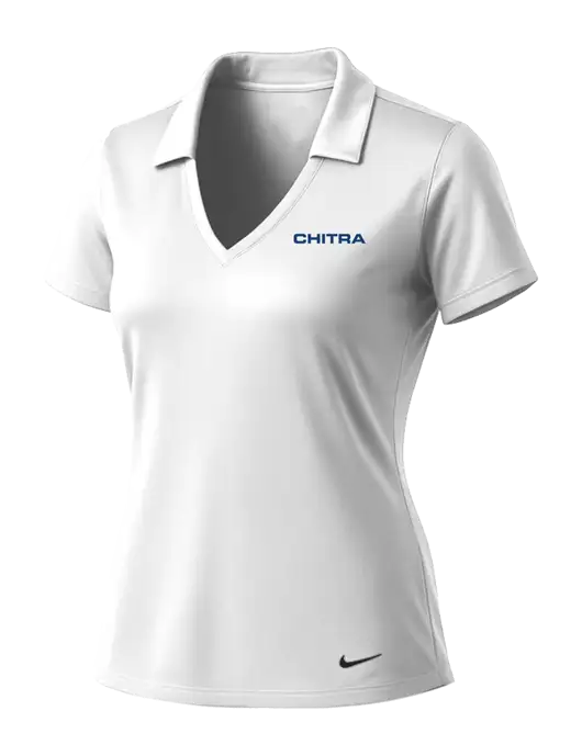 NIKE White Womens Dri-Fit Vertical Mesh Polo w/Chitra Logo