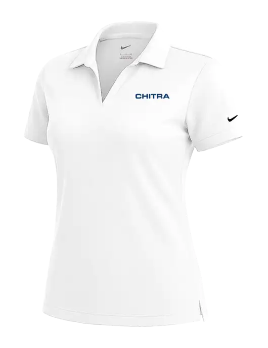 NIKE White Womens Dri-Fit Micro Pique Polo w/Chitra Logo