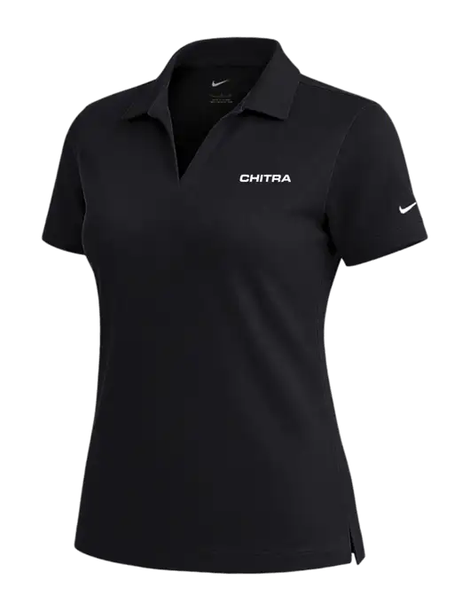 NIKE Black Womens Dri-Fit Micro Pique Polo w/Chitra Logo