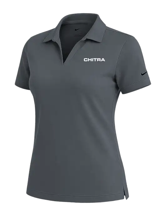 NIKE Dark Grey Womens Dri-Fit Micro Pique Polo w/Chitra Logo