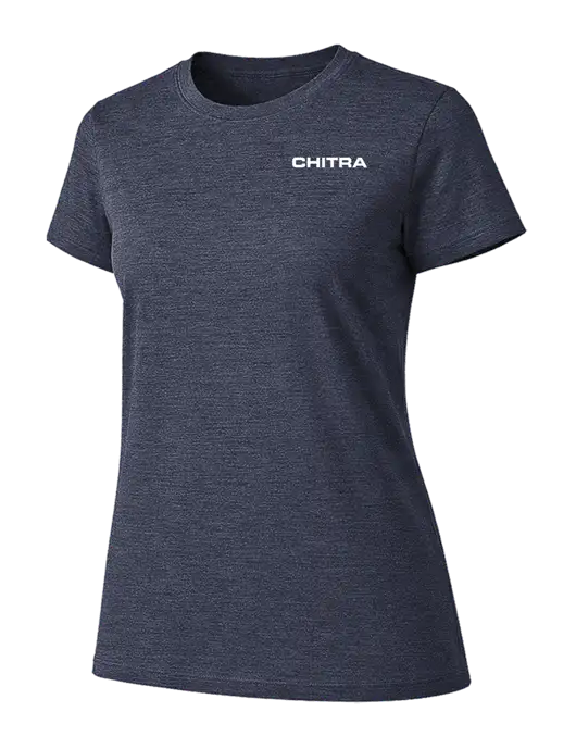 Womens Ring Spun Heather Navy 4.5 oz T-Shirt w/Chitra Logo