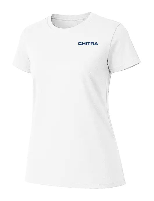 Womens Ring Spun White 4.5 oz T-Shirt w/Chitra Logo