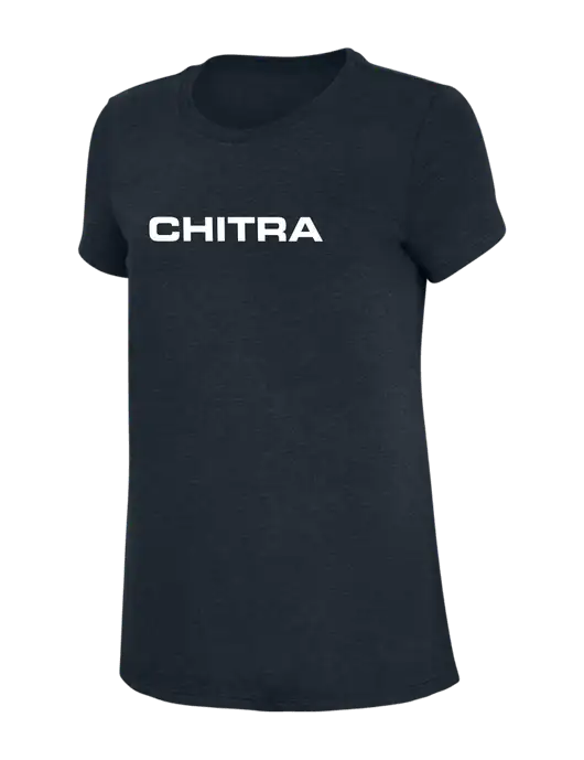 Womens Simply Soft Navy 4.5oz Poly/Combed Ring Spun Cotton T-Shirt w/Chitra Logo