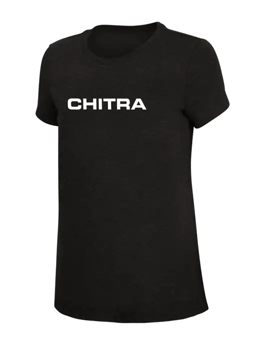 Womens Simply Soft Black 4.5oz Poly/Combed Ring Spun Cotton T-Shirt w/Chitra Logo