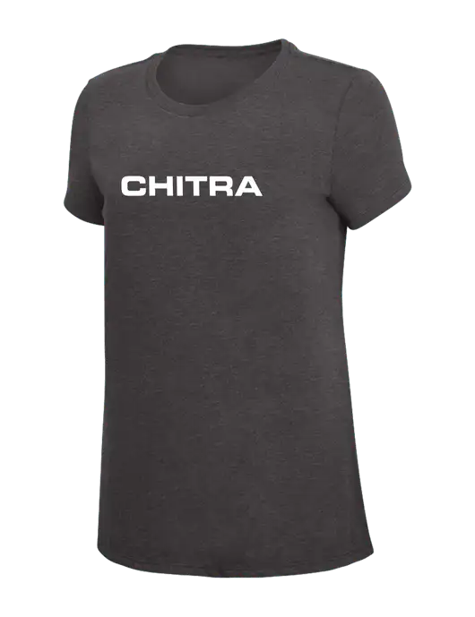 Womens Simply Soft Heather Charcoal 4.5oz  Poly/Combed Ring Spun Cotton T-Shirt w/Chitra Logo
