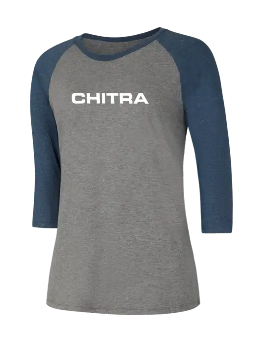 Womens Simply Soft 3/4 Sleeve Navy Frost/Grey Frost Ring Spun Cotton T-Shirt w/Chitra Logo