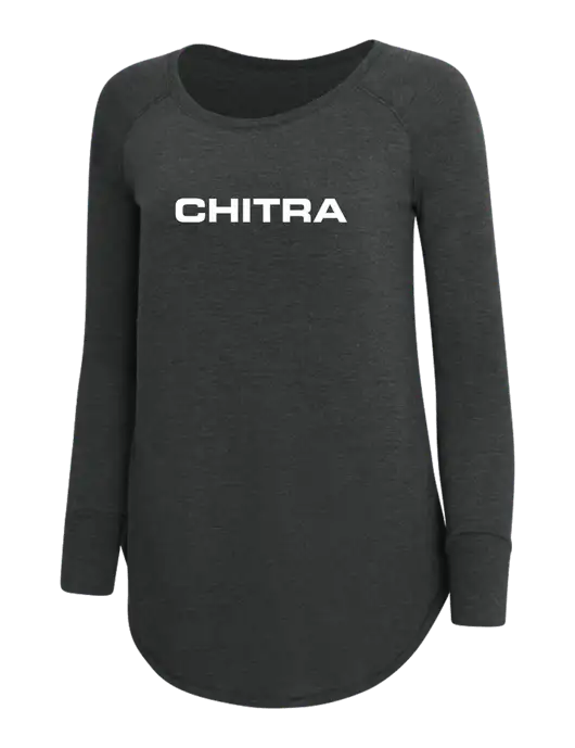 Womens Perfect Wide Collar Tunic Tri-Blend Black Frost 4.5 oz T-Shirt w/Chitra Logo