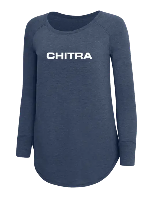 Womens Perfect Wide Collar Tunic Tri-Blend Navy Frost 4.5 oz T-Shirt w/Chitra Logo