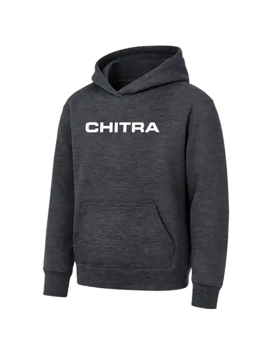 Youth Dark Heather Grey 7.8 oz Pullover Hooded Sweatshirt w/Chitra Logo