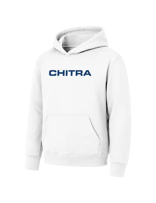 Youth White 7.8 oz Pullover Hooded Sweatshirt w/Chitra Logo