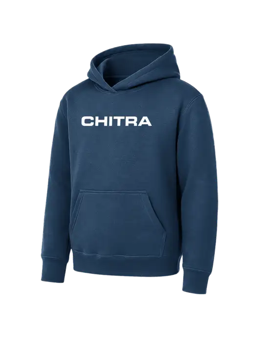 Youth Navy 7.8 oz Pullover Hooded Sweatshirt w/Chitra Logo