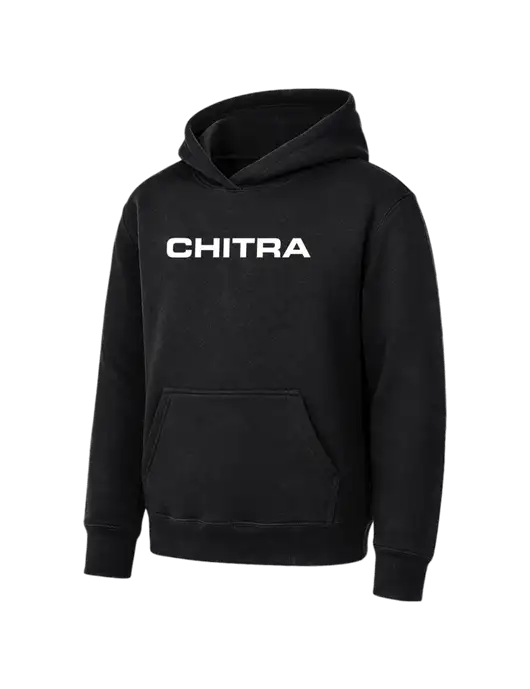 Youth Black 7.8 oz Pullover Hooded Sweatshirt w/Chitra Logo