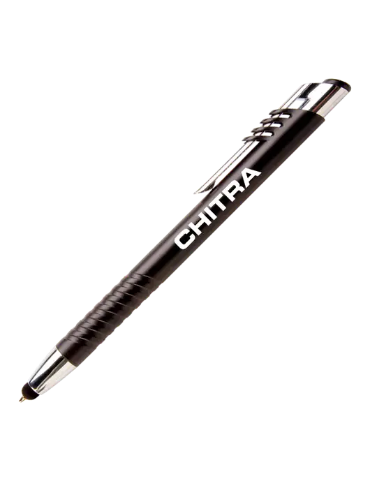 Schirhart Black Stylus Pen - Blue Ink w/Chitra Logo
