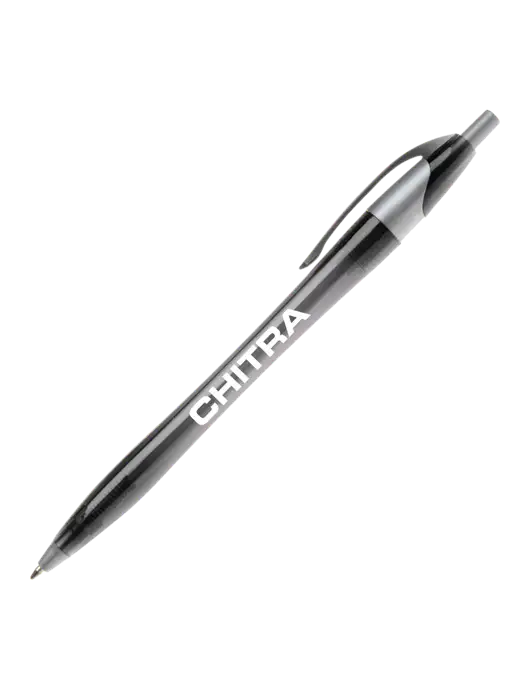 Novella Translucent Black/Silver Jewel Pen - Blue Ink w/Chitra Logo
