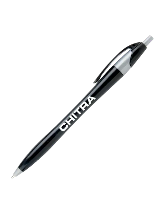 Novella Black/Silver Corporate Pen - Blue Ink w/Chitra Logo