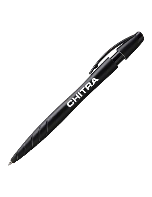 Awali Black Metallic Pen - Black Ink w/Chitra Logo