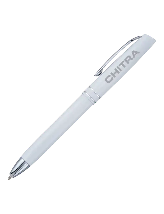 White Anguilla Black Ink Pen w/Chitra Logo