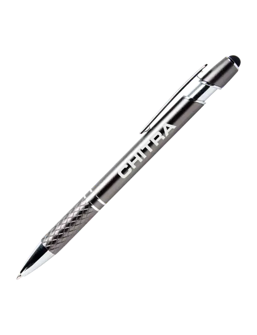 Valencia Gunmetal Stylus Pen - Black Ink w/Chitra Logo